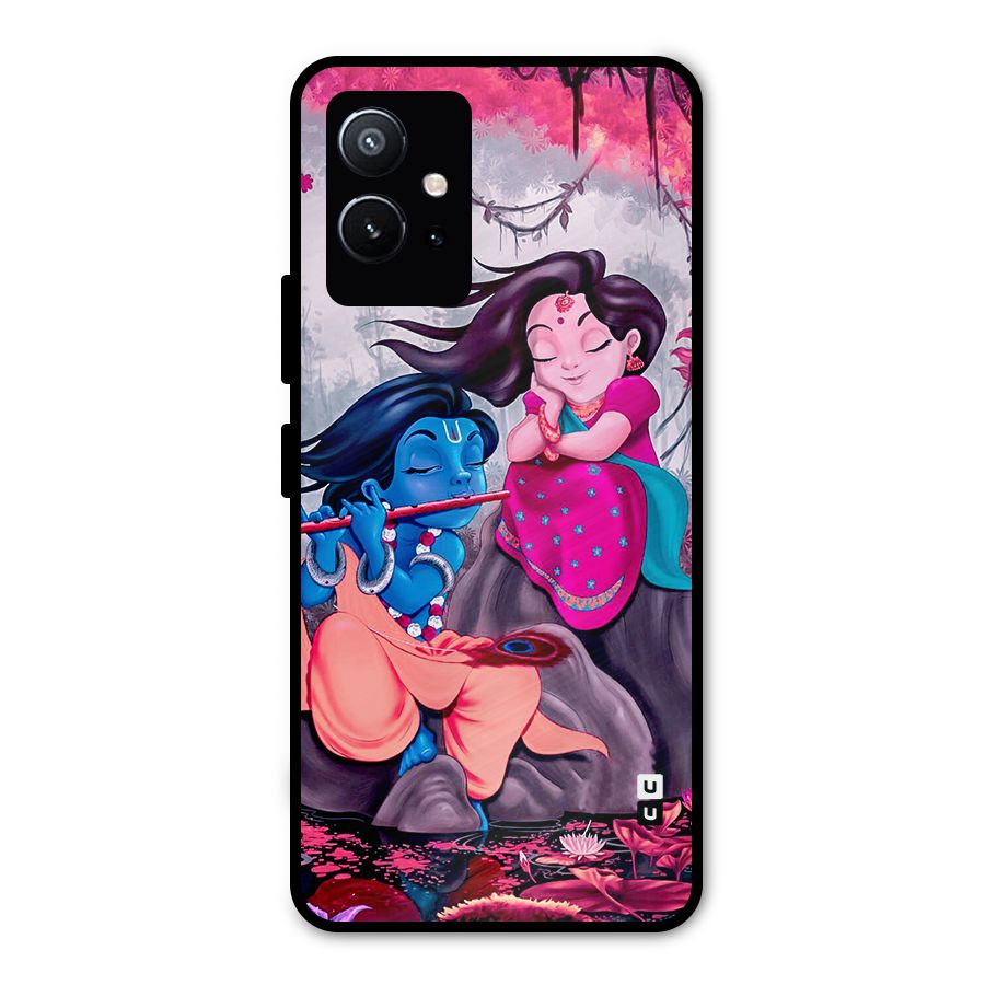 Cute Radha Krishna Metal Back Case for Vivo Y75 5G