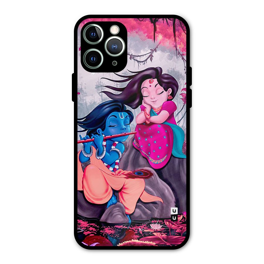 Cute Radha Krishna Metal Back Case for iPhone 11 Pro Max