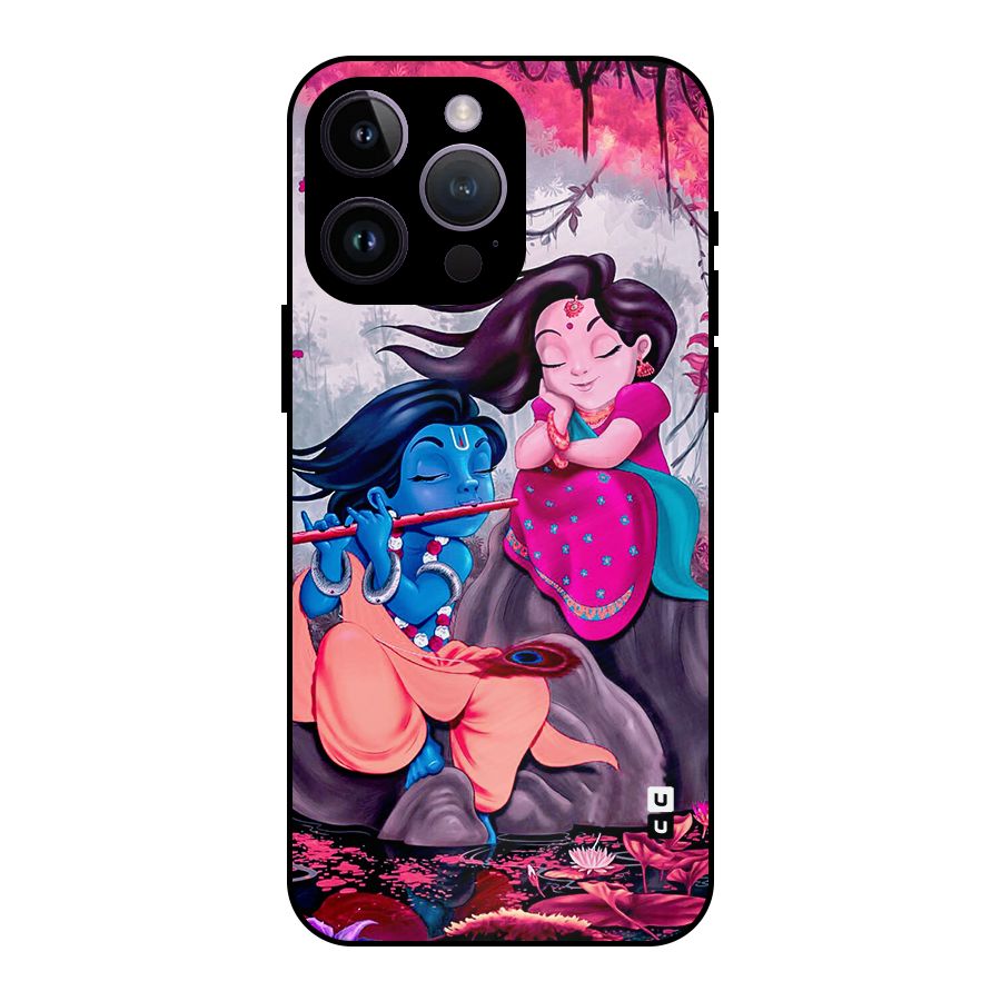 Cute Radha Krishna Metal Back Case for iPhone 14 Pro Max