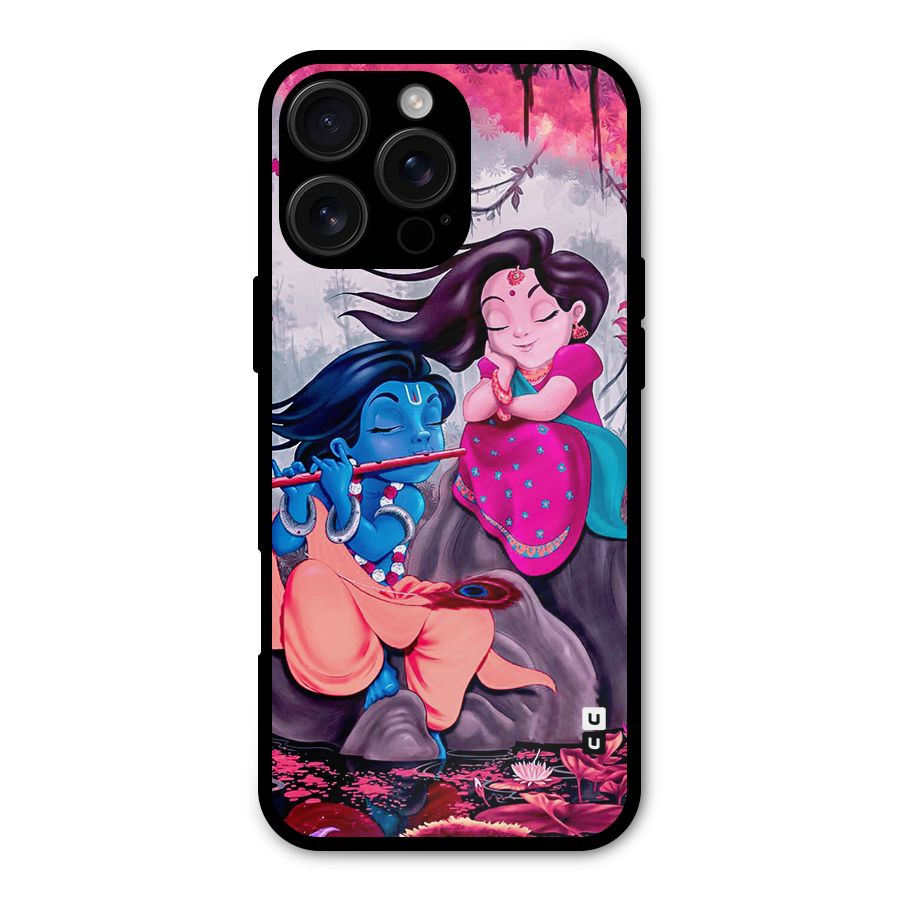Cute Radha Krishna Metal Back Case for iPhone 16 Pro Max