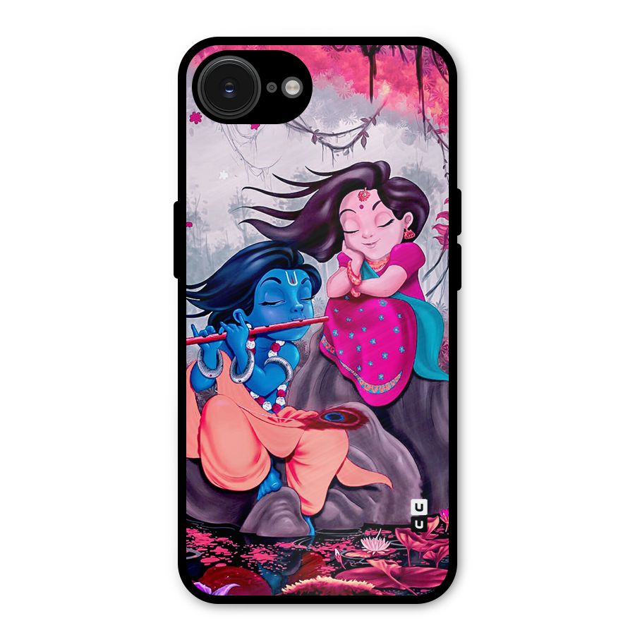 Cute Radha Krishna Metal Back Case for iPhone 16e