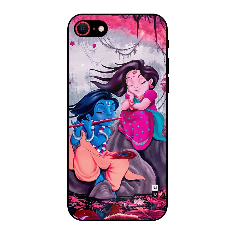 Cute Radha Krishna Metal Back Case for iPhone 7