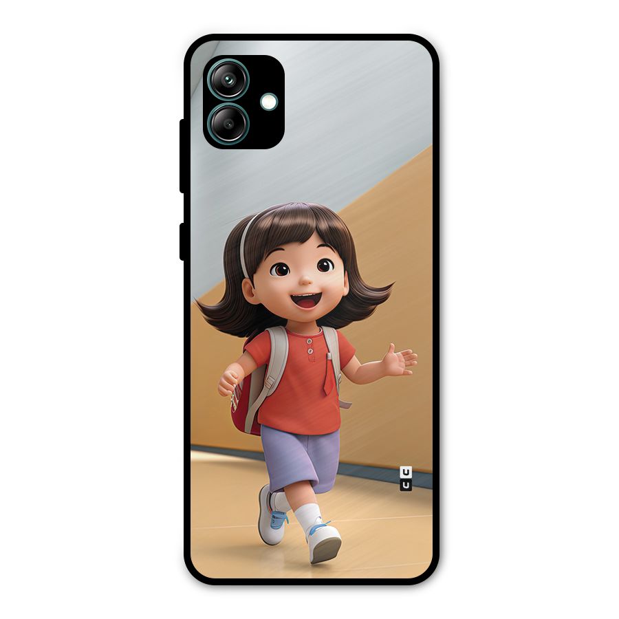 Cute School Girl Metal Back Case for Galaxy A04