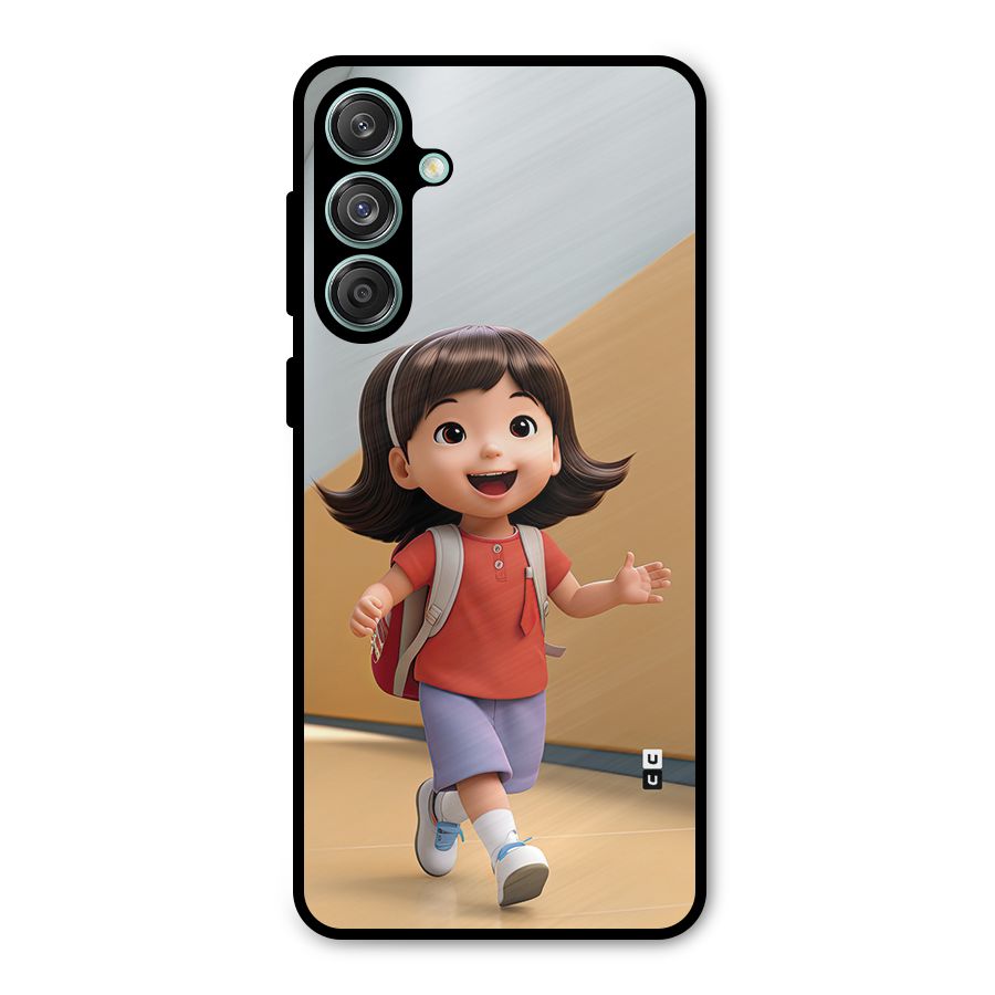 Cute School Girl Metal Back Case for Galaxy M55 5G
