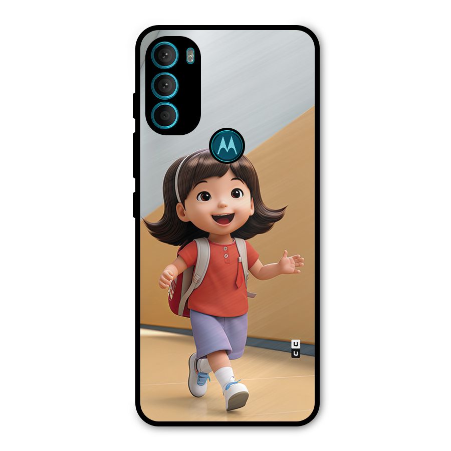Cute School Girl Metal Back Case for Moto G71 5G