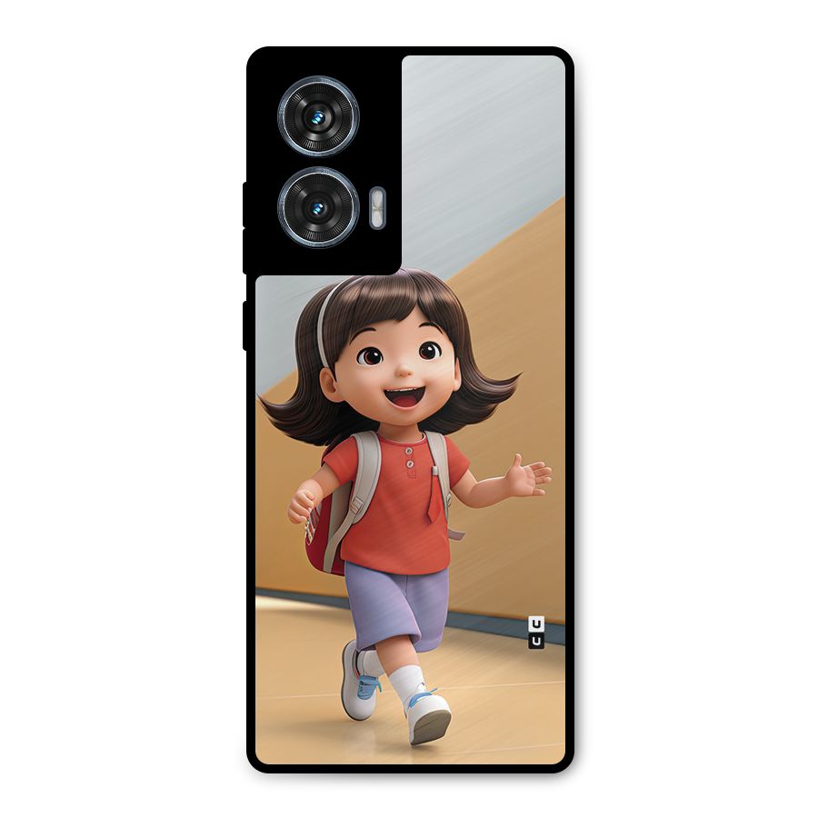 Cute School Girl Metal Back Case for Motorola Edge 50 Fusion
