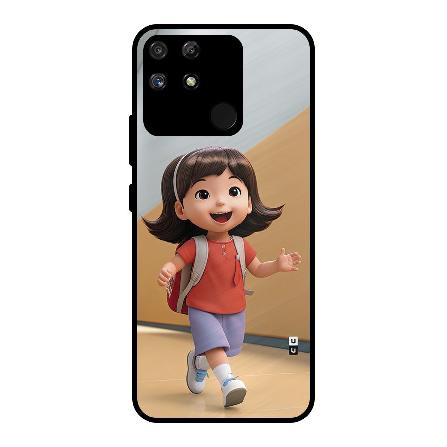 Cute School Girl Metal Back Case for Realme Narzo 50A