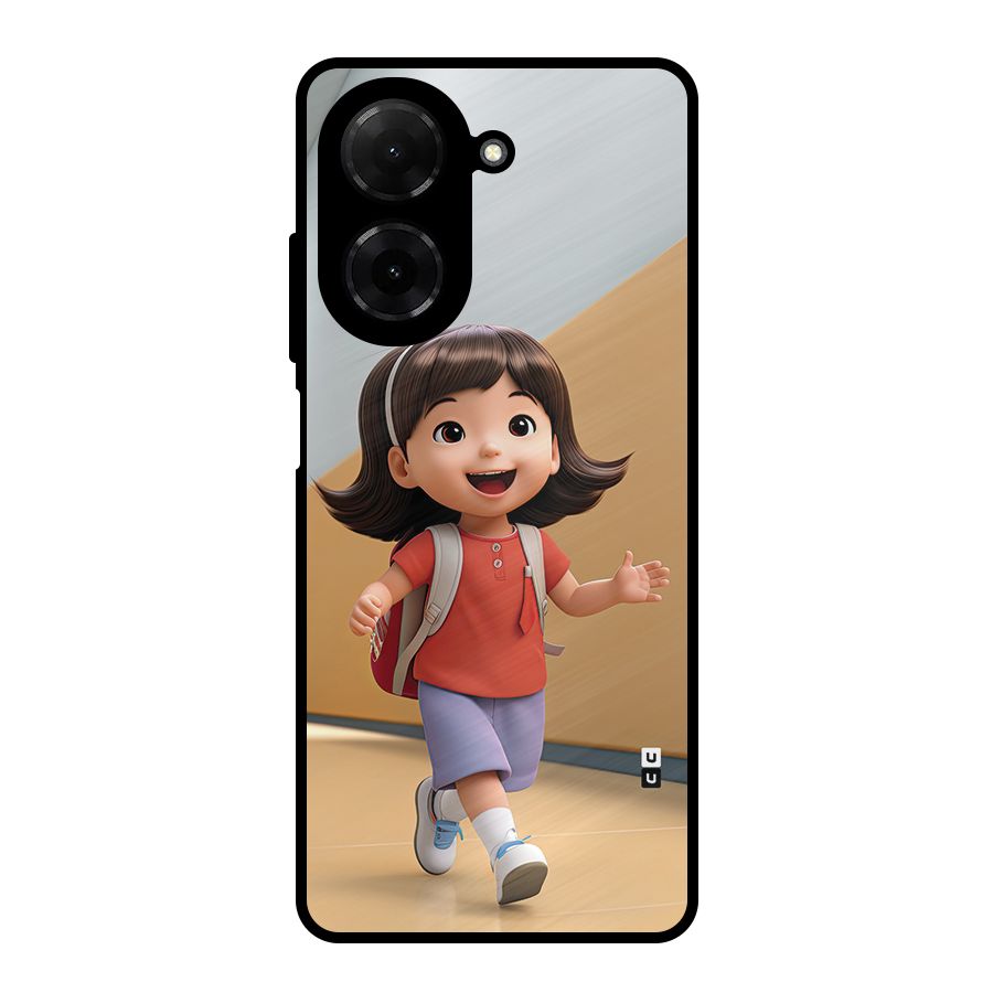 Cute School Girl Metal Back Case for Redmi A5 4G