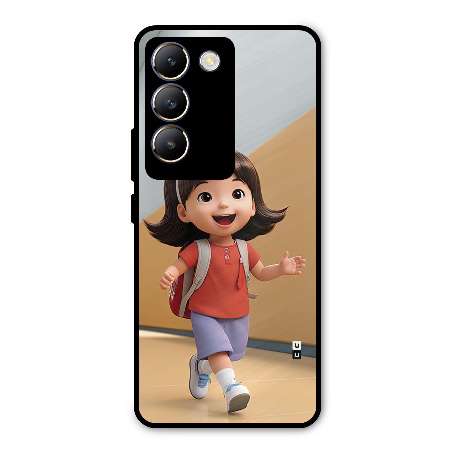 Cute School Girl Metal Back Case for Vivo T3 5G