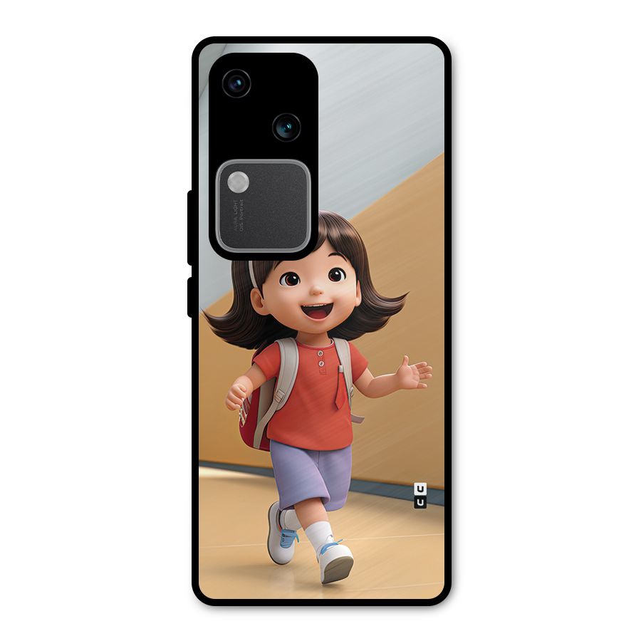 Cute School Girl Metal Back Case for Vivo V30 Pro