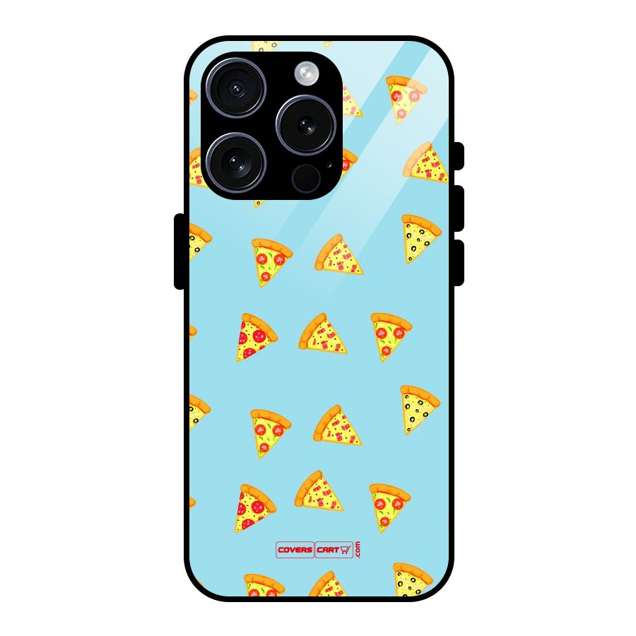 Cute Slices of Pizza Glass Back Case for iPhone 15 Pro
