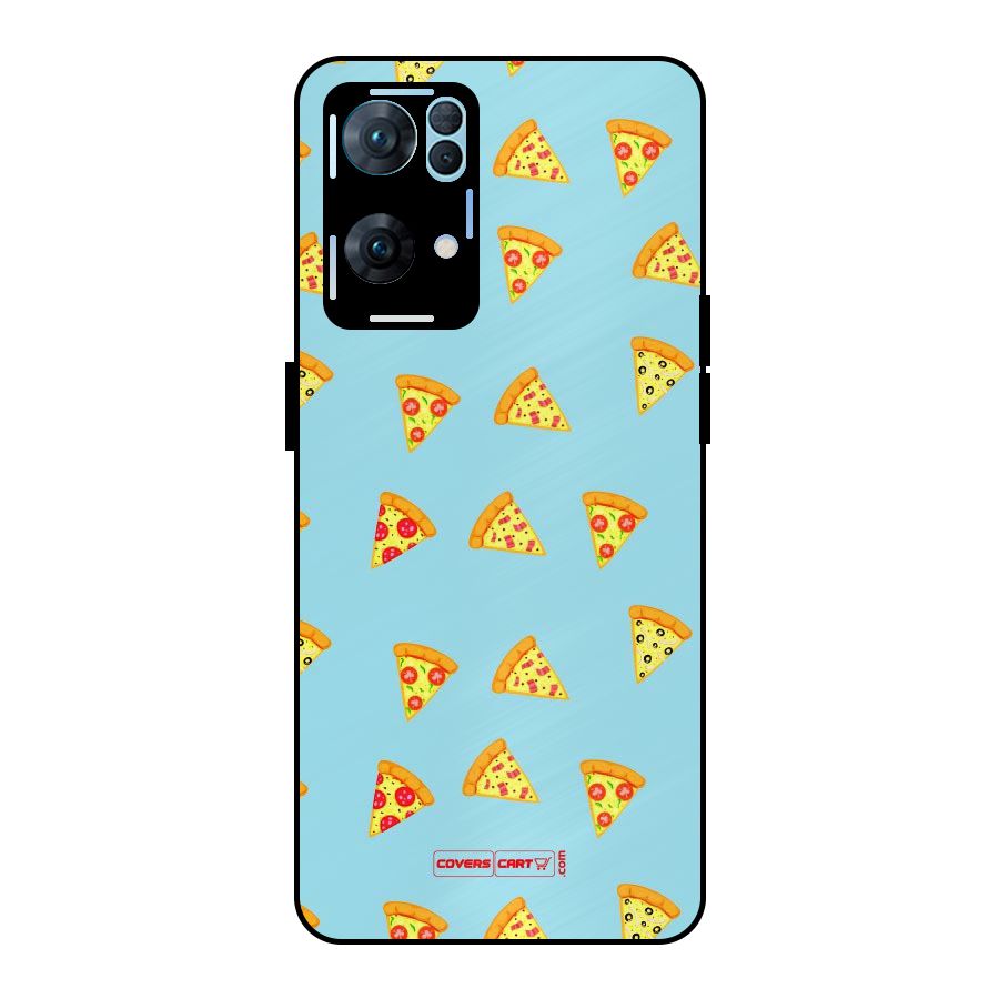 Cute Slices of Pizza Metal Back Case for Oppo Reno7 Pro 5G
