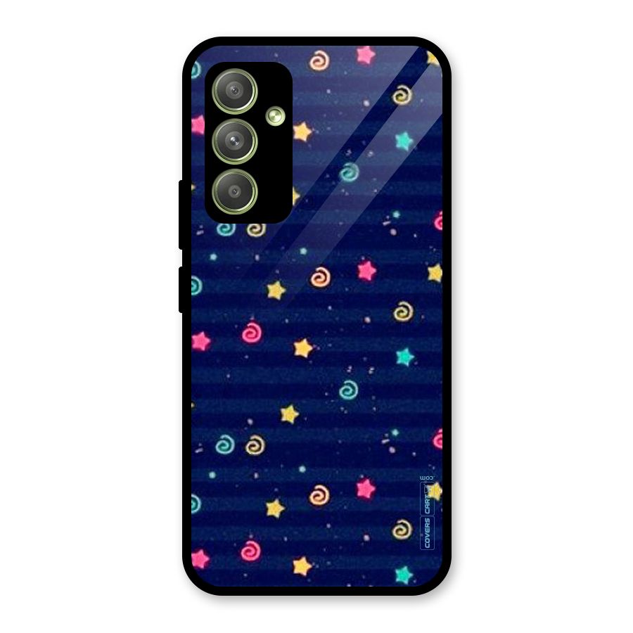 Cute Stars Design Glass Back Case for Galaxy A54