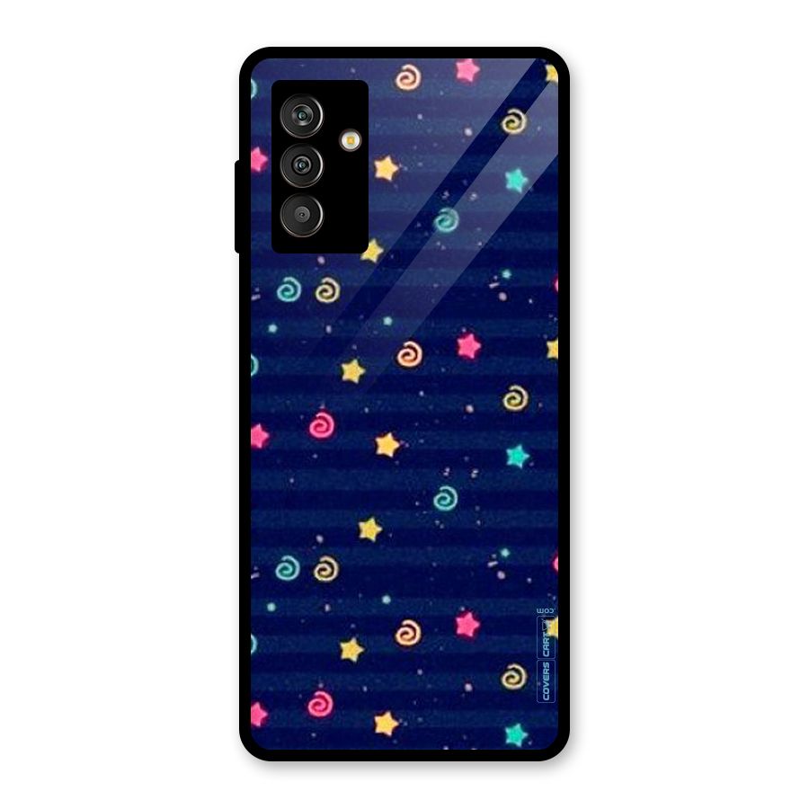 Cute Stars Design Glass Back Case for Galaxy M13