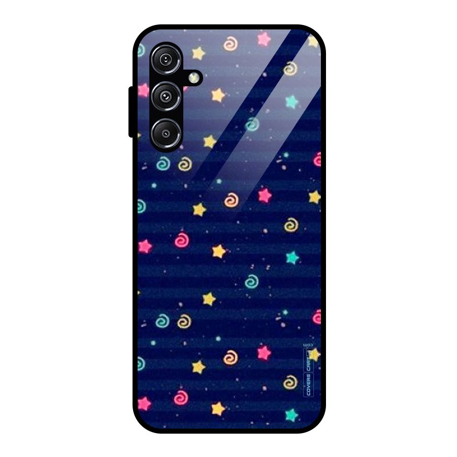 Cute Stars Design Glass Back Case for Galaxy M34 5G