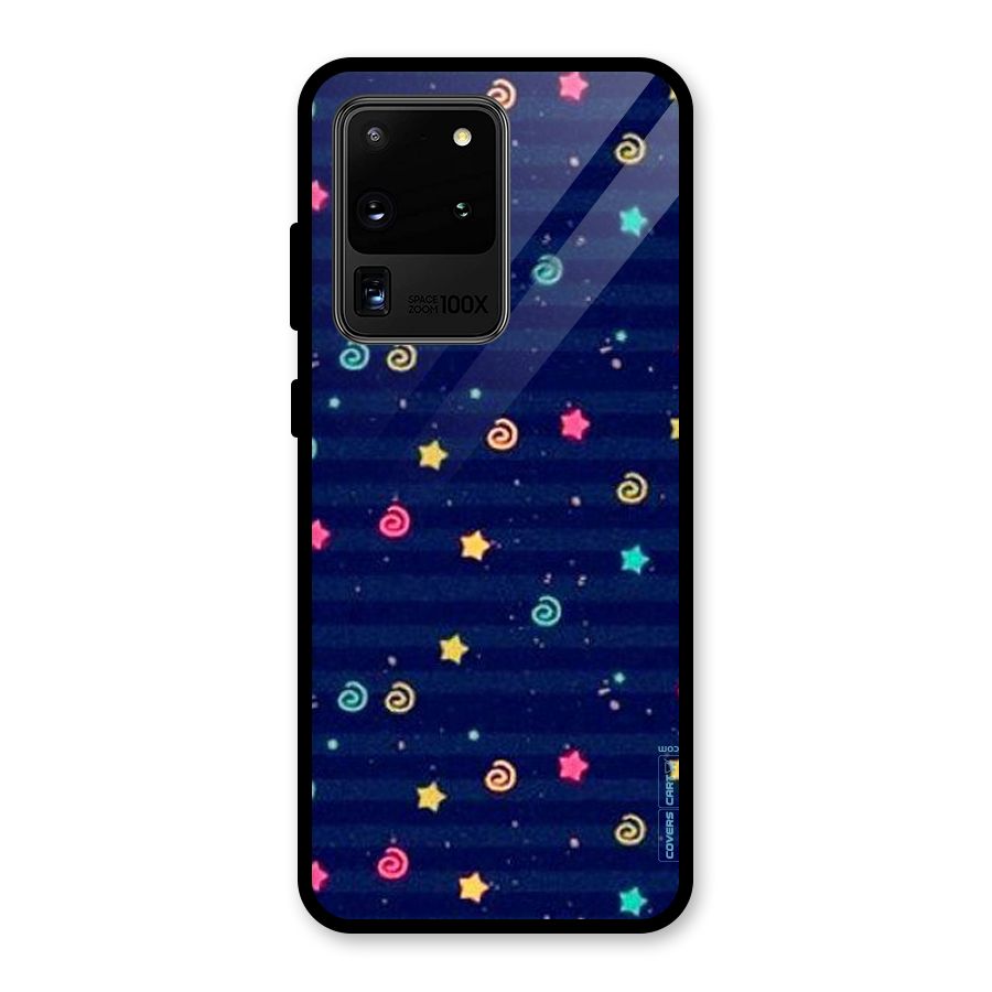 Cute Stars Design Glass Back Case for Galaxy S20 Ultra