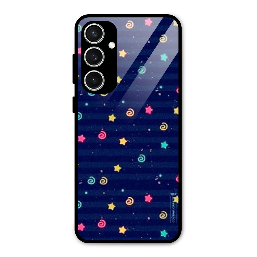 Cute Stars Design Glass Back Case for Galaxy S23 FE