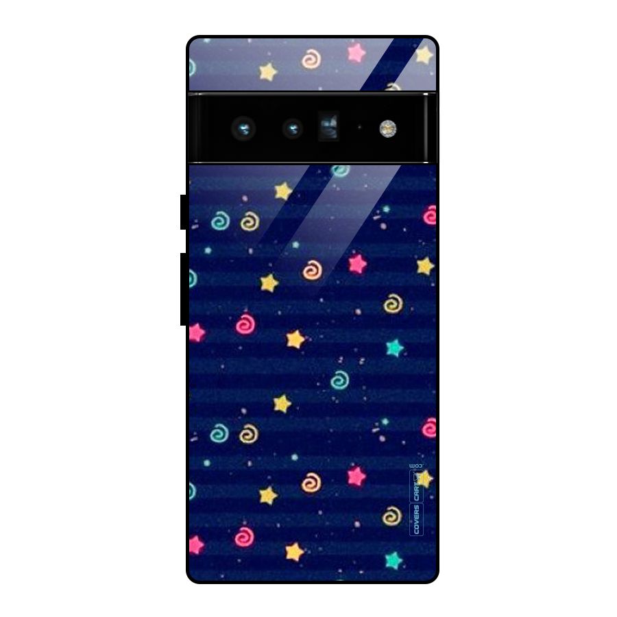 Cute Stars Design Glass Back Case for Google Pixel 6 Pro