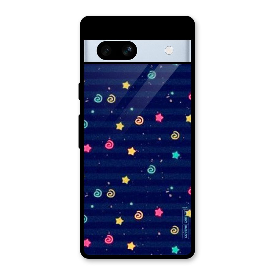 Cute Stars Design Glass Back Case for Google Pixel 7a