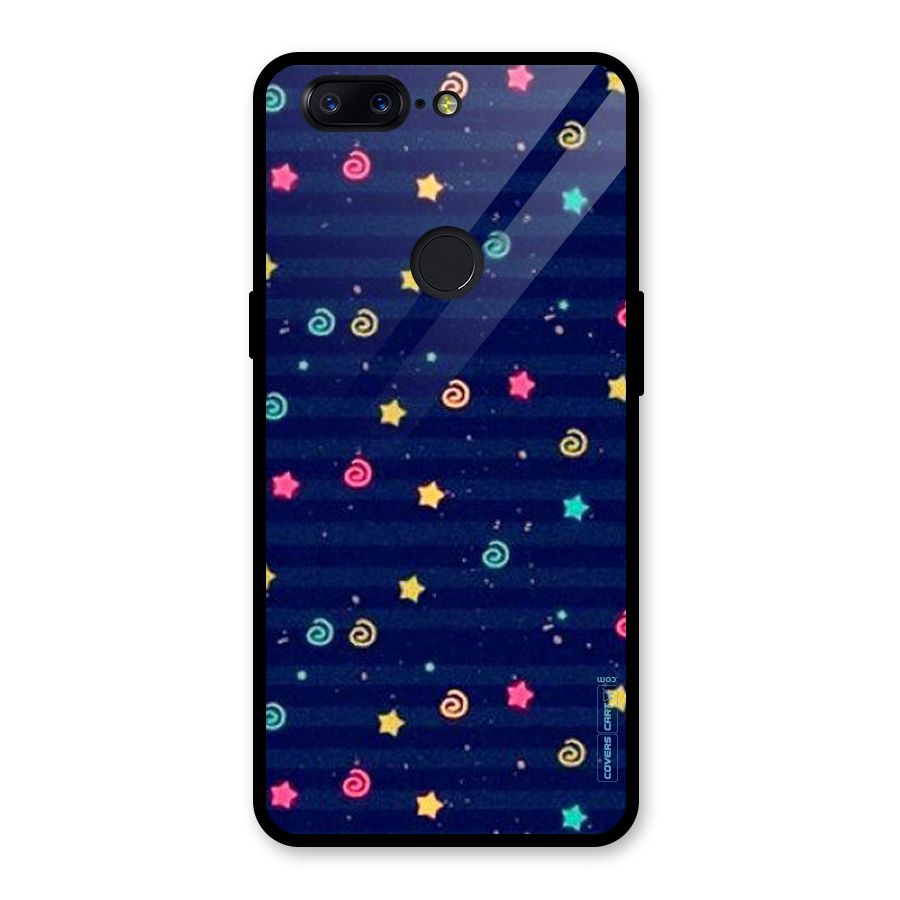 Cute Stars Design Glass Back Case for OnePlus 5T