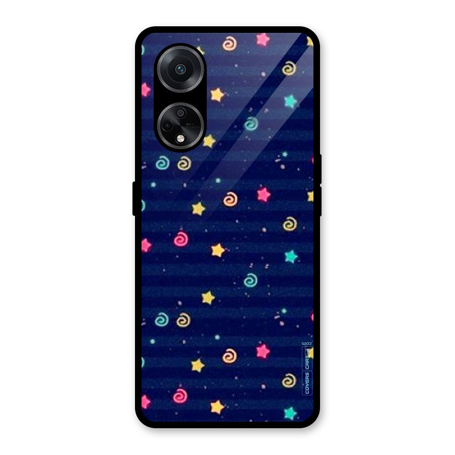 Cute Stars Design Glass Back Case for Oppo F23