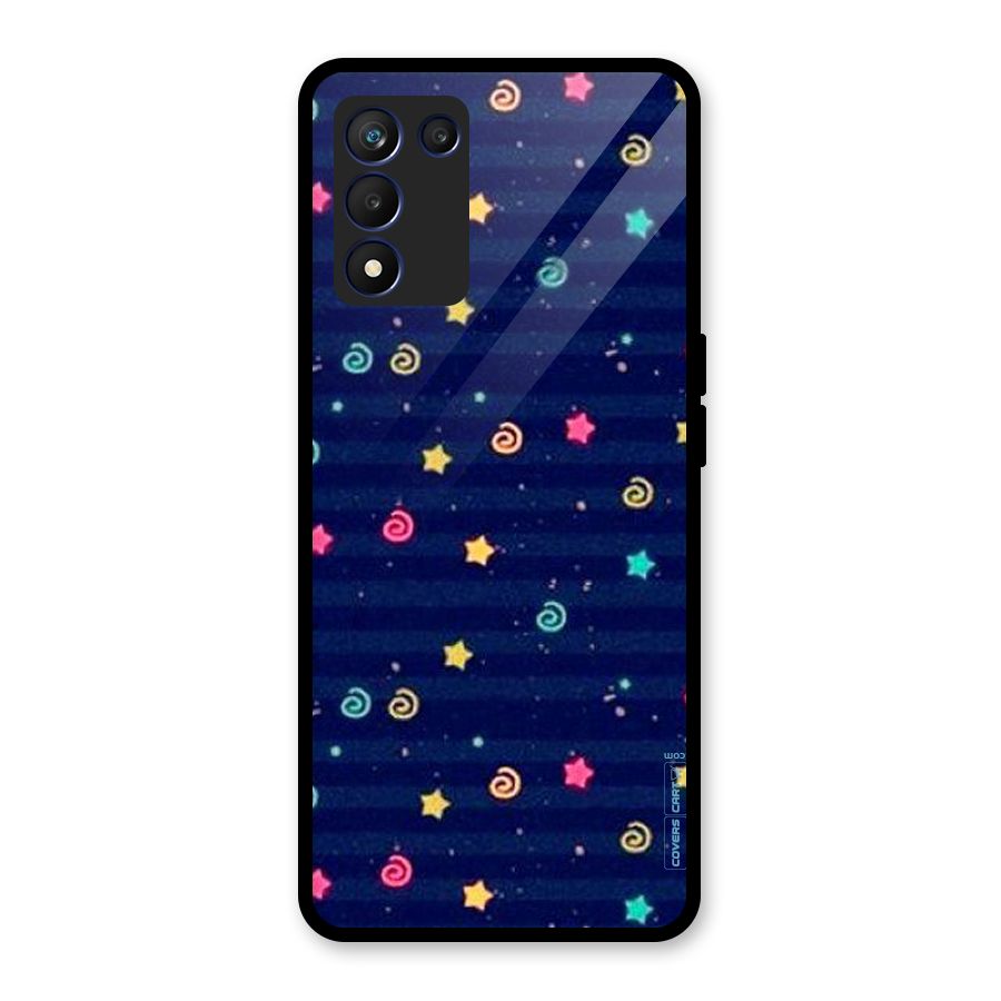 Cute Stars Design Glass Back Case for Realme 9 5G Speed