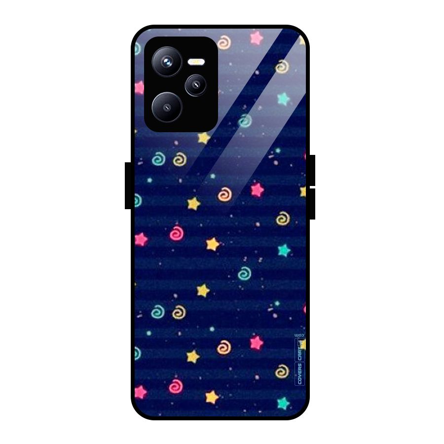 Cute Stars Design Glass Back Case for Realme C35