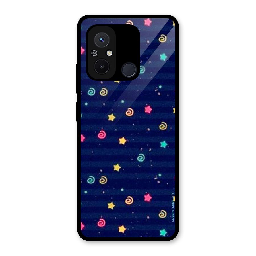 Cute Stars Design Glass Back Case for Redmi 12C