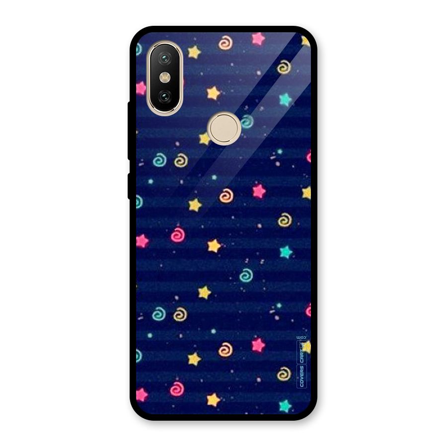 Cute Stars Design Glass Back Case for Redmi A2