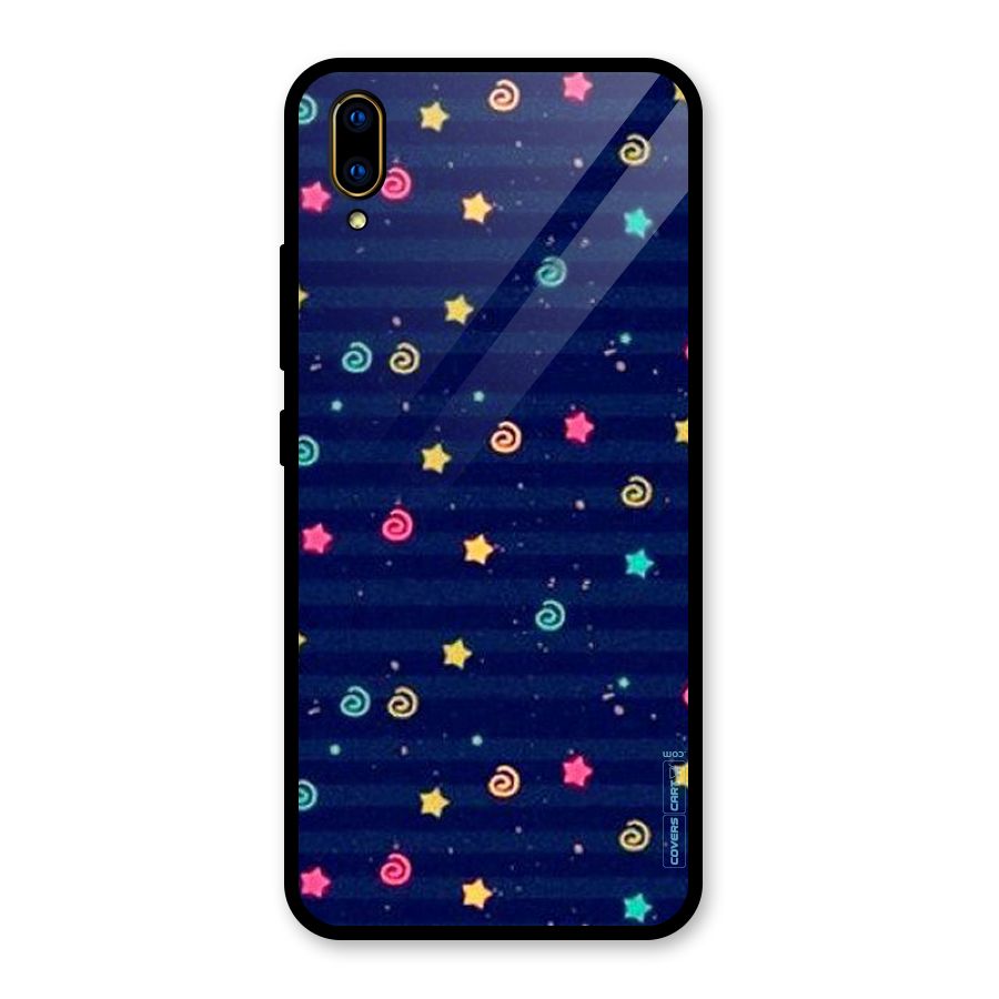 Cute Stars Design Glass Back Case for Vivo V11 Pro