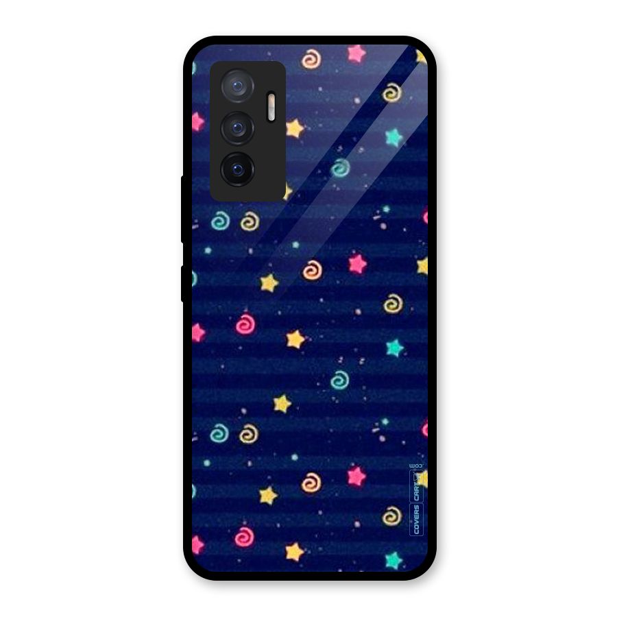 Cute Stars Design Glass Back Case for Vivo V23e