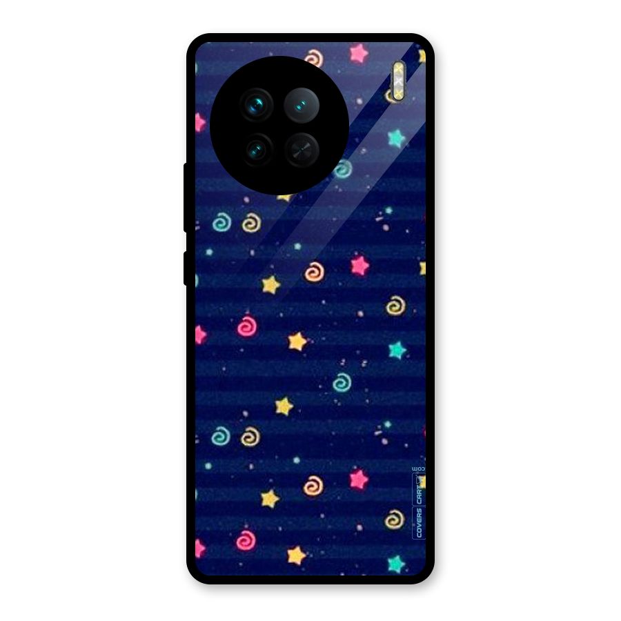 Cute Stars Design Glass Back Case for Vivo X90
