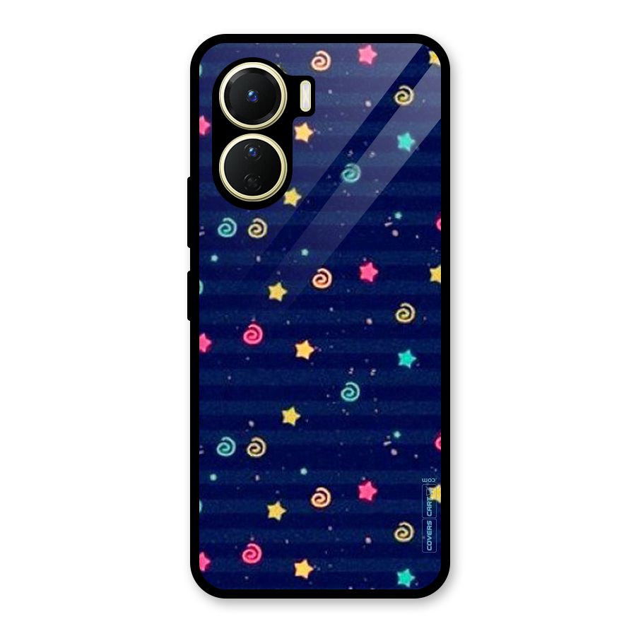 Cute Stars Design Glass Back Case for Vivo Y56