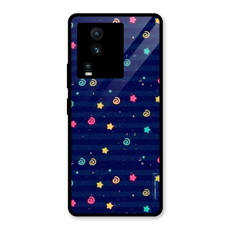 Cute Stars Design Glass Back Case for Vivo iQOO Neo 7 Pro