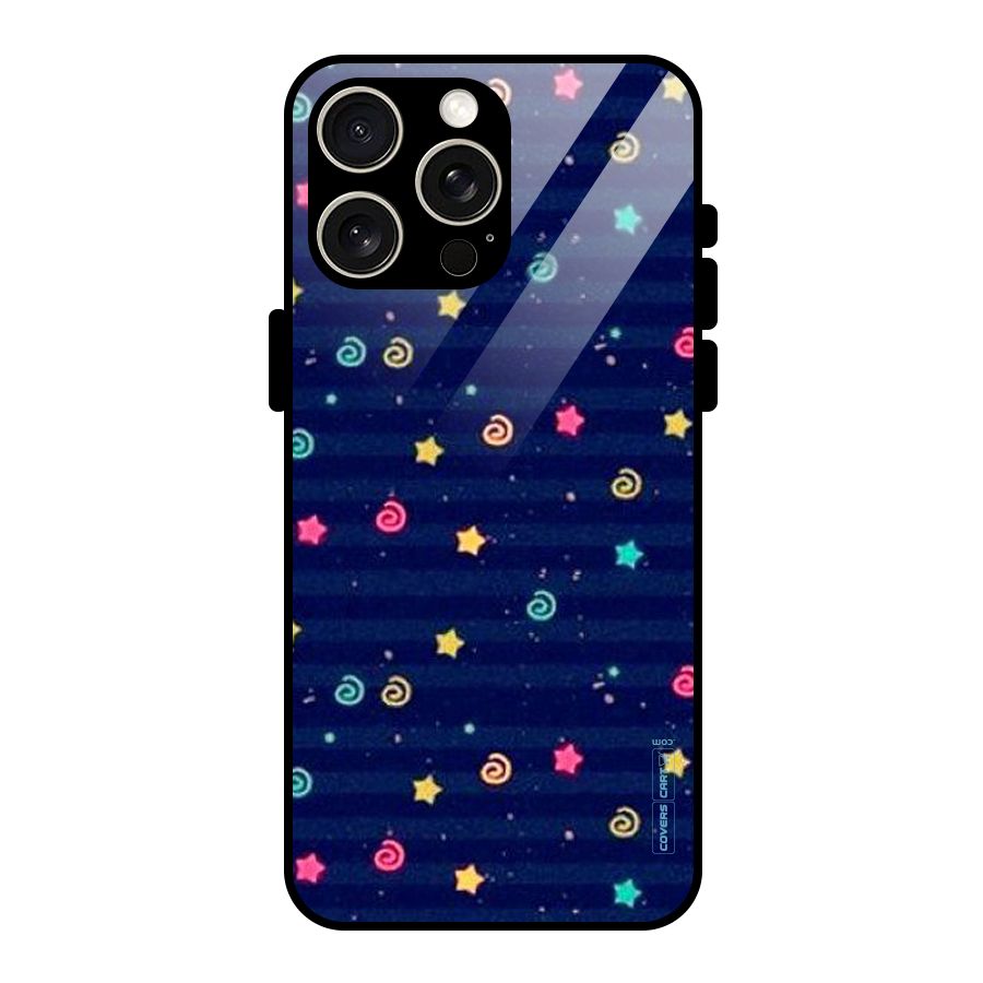 Cute Stars Design Glass Back Case for iPhone 15 Pro Max