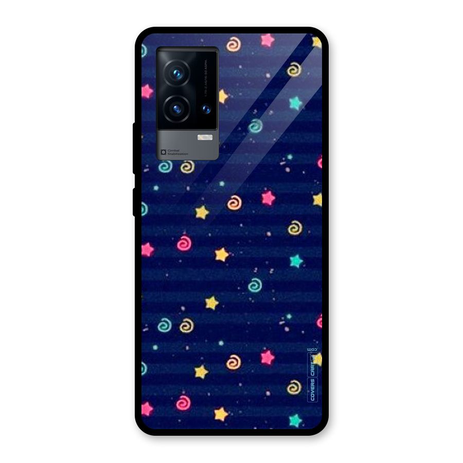 Cute Stars Design Glass Back Case for iQOO 9 5G