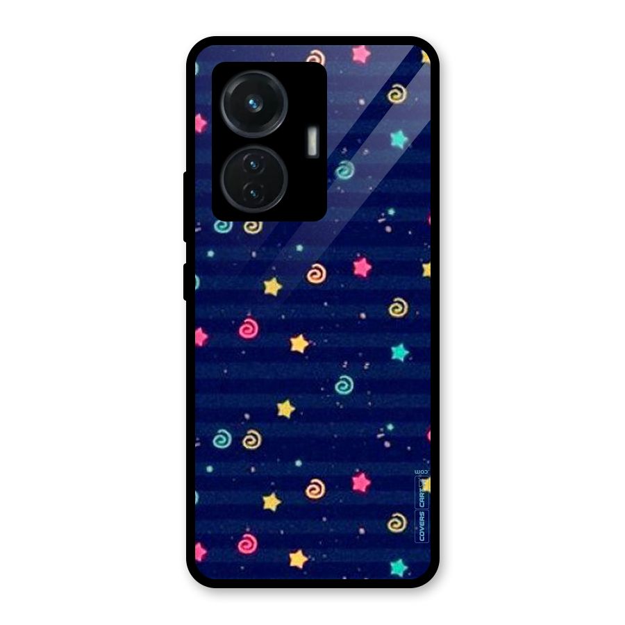 Cute Stars Design Glass Back Case for iQOO Z6 44W