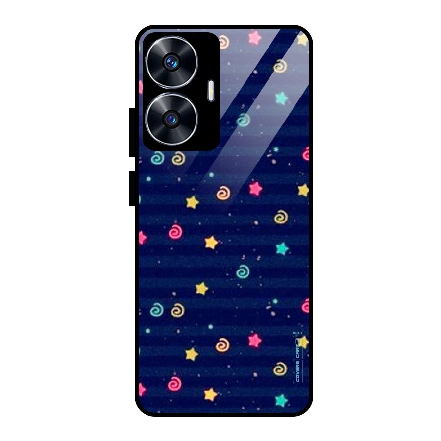Cute Stars Design Glass Back Case for realme C55