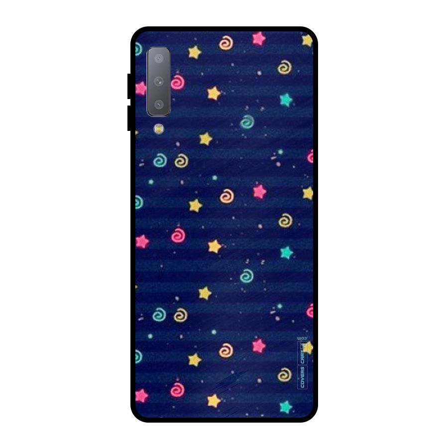 Cute Stars Design Metal Back Case for Galaxy A7 (2018)