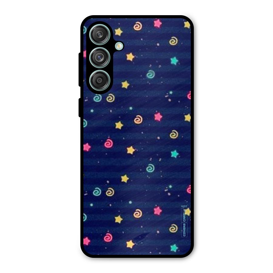 Cute Stars Design Metal Back Case for Galaxy M55 5G