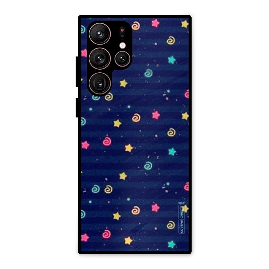 Cute Stars Design Metal Back Case for Galaxy S22 Ultra 5G