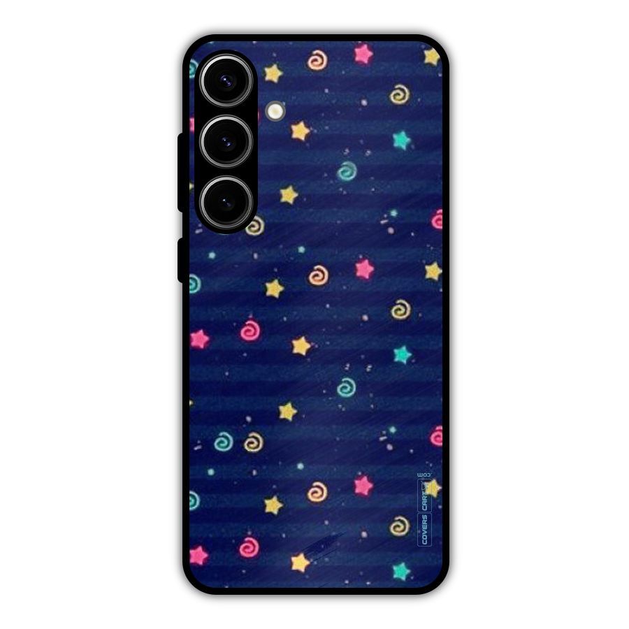 Cute Stars Design Metal Back Case for Galaxy S24 Plus