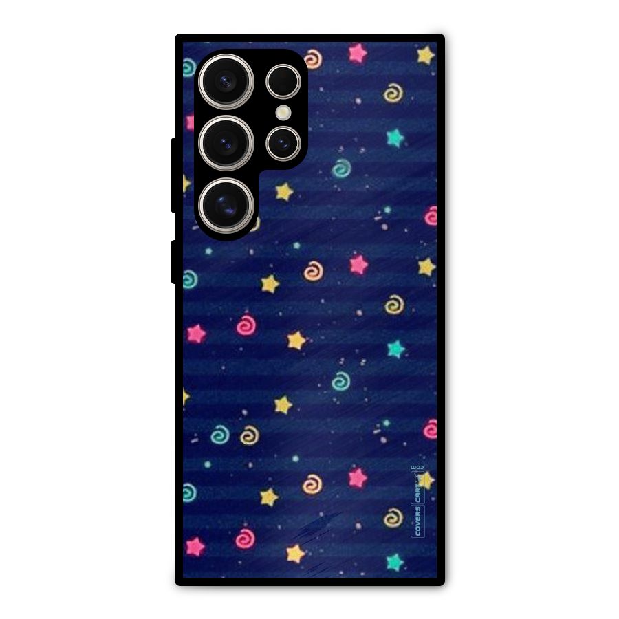 Cute Stars Design Metal Back Case for Galaxy S24 Ultra