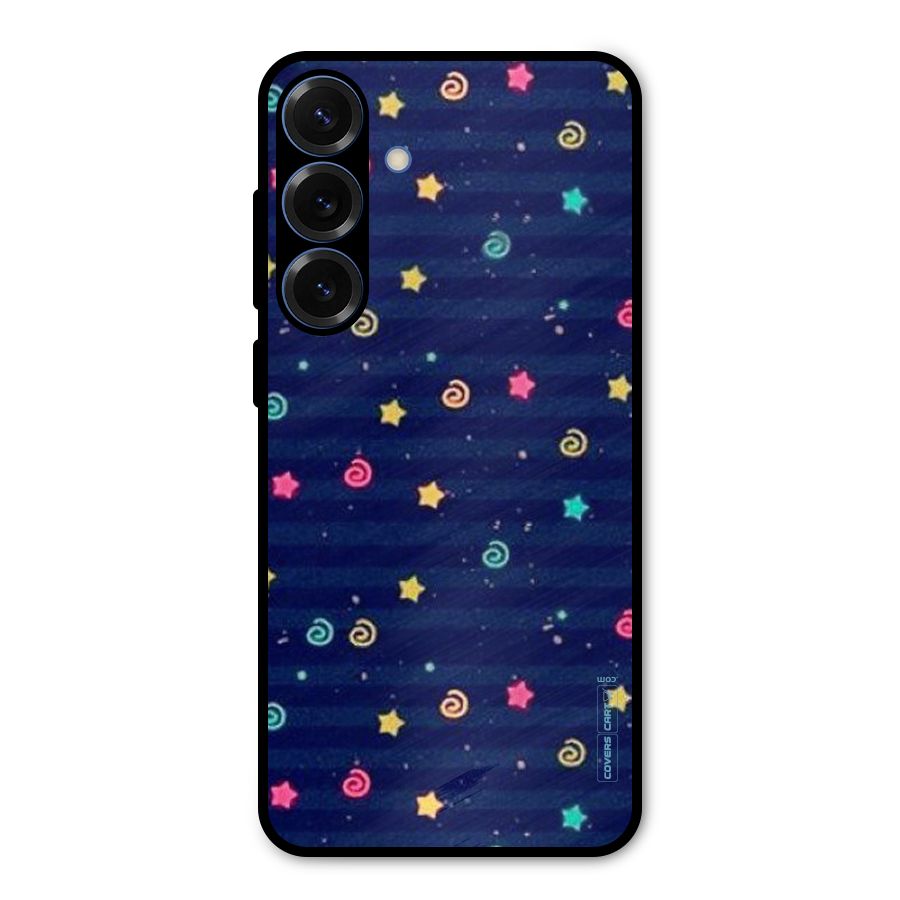 Cute Stars Design Metal Back Case for Galaxy S25 Plus