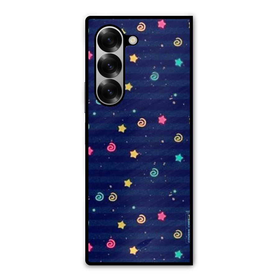 Cute Stars Design Metal Back Case for Galaxy Z Fold6