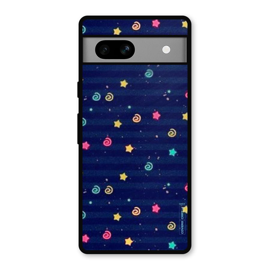 Cute Stars Design Metal Back Case for Google Pixel 7a