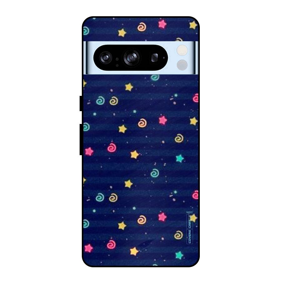 Cute Stars Design Metal Back Case for Google Pixel 8 Pro