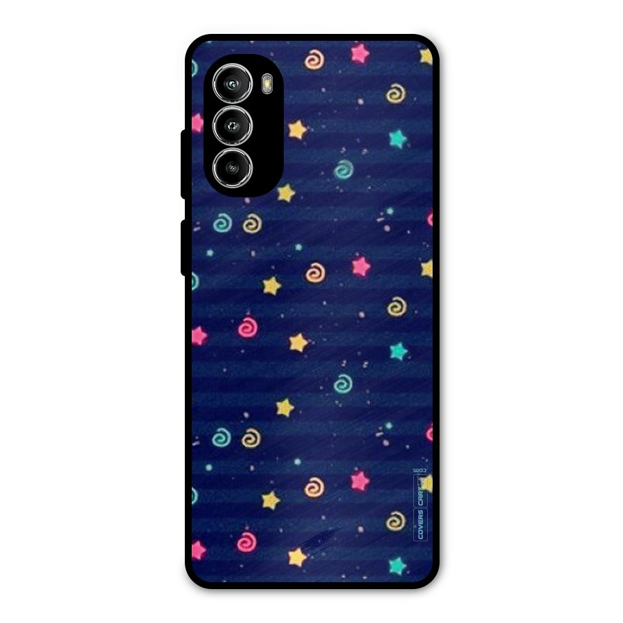 Cute Stars Design Metal Back Case for Moto G82