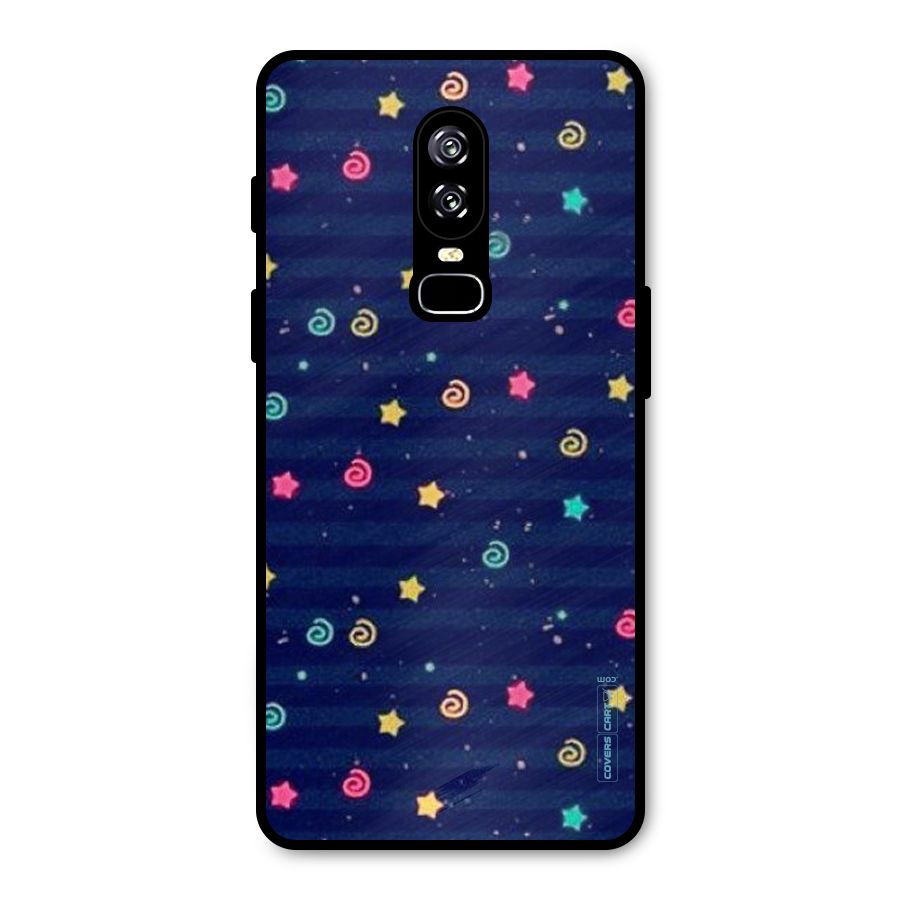 Cute Stars Design Metal Back Case for OnePlus 6