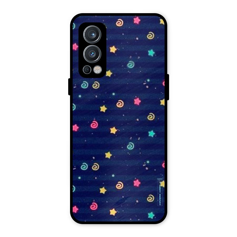 Cute Stars Design Metal Back Case for OnePlus Nord 2 5G